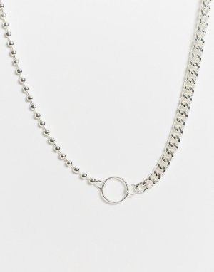 Серебристое ожерелье из комбинированных цепочек -Серебристый Chained & Able