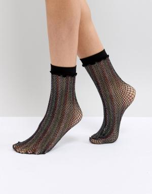 Блестящие сетчатые носки Leg Avenue. Цвет: мульти