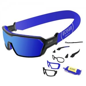 Спортивные очки CHAMELEON глянцевые черные / зеркально-синие линзы OCEAN. Цвет: черный