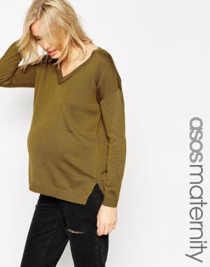 Джемпер для беременных ASOS Maternity. Цвет: хаки