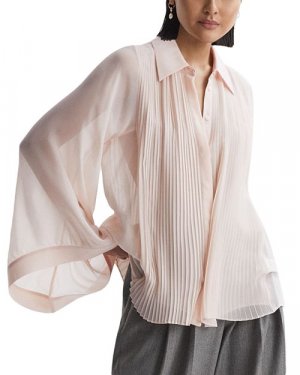 Плиссированная блузка Magda REISS, цвет Tan/Beige Reiss