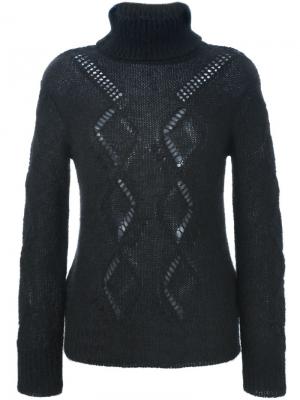 Вязаный перфорированный свитер Sly010. Цвет: чёрный
