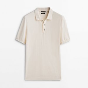 Свитер Short Sleeve Cotton Polo, кремовый Massimo Dutti