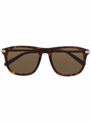 Солнцезащитные очки в прозрачной квадратной оправе Brioni. Цвет: коричневый