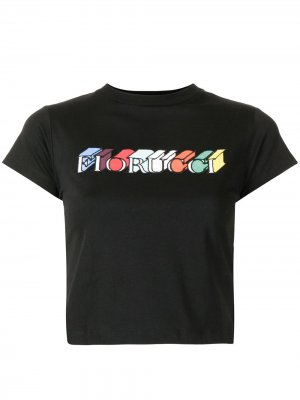Укороченная футболка с 3D логотипом Fiorucci. Цвет: черный