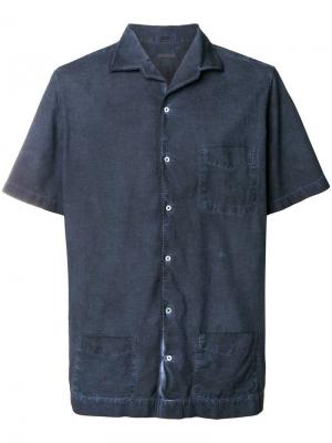 Однотонная рубашка с короткими рукавами Massimo Alba. Цвет: синий