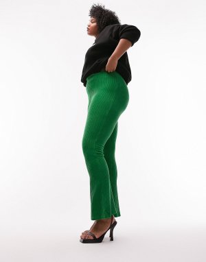 Зеленые расклешенные брюки из эластичного вельвета Curve Topshop