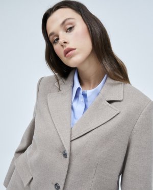 Женское короткое пальто строгого кроя , коричневый Couchel. Цвет: коричневый