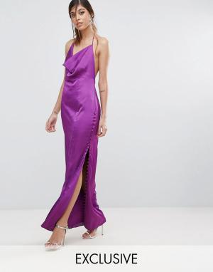 Платье прямого кроя с пуговицами -Фиолетовый Fame and Partners
