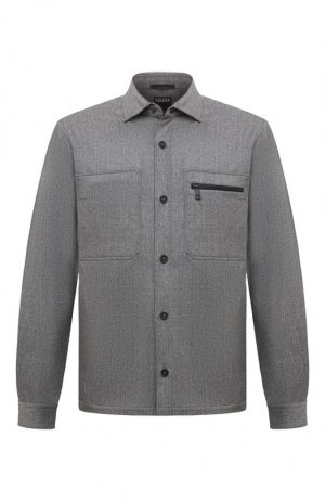 Шерстяная куртка-рубашка Zegna. Цвет: серый
