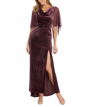 Бархатное платье Petite с шифоновой накидкой и воротником-хомутом , фиолетовый R & M Richards