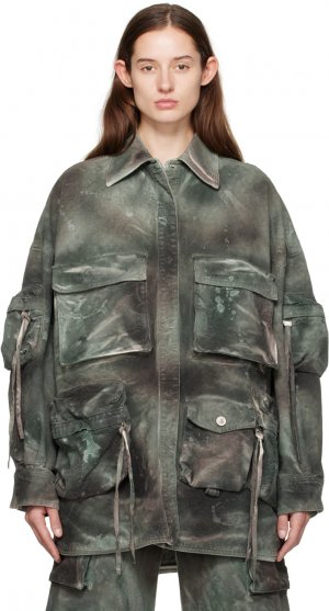 Джинсовая куртка цвета хаки с папоротником The Attico