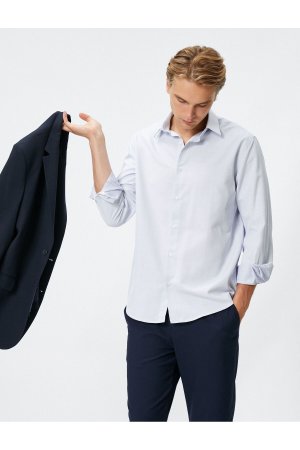 Базовая рубашка с классическим воротником и длинными рукавами, на пуговицах, без железа , синий Koton