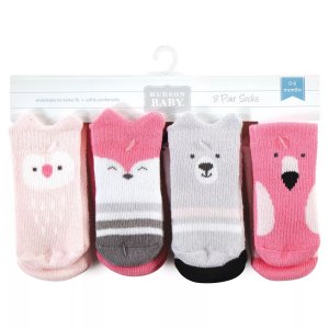 Хлопковые носки Hudson для новорожденных девочек и махровые носки, розовые животные Baby