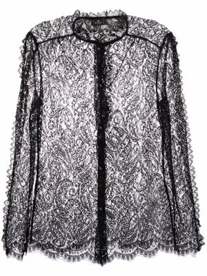 Paisley-lace long-sleeve blouse ETRO. Цвет: черный