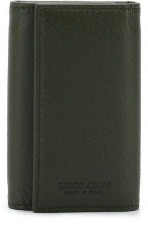 Кожаный футляр для ключей Giorgio Armani. Цвет: зеленый