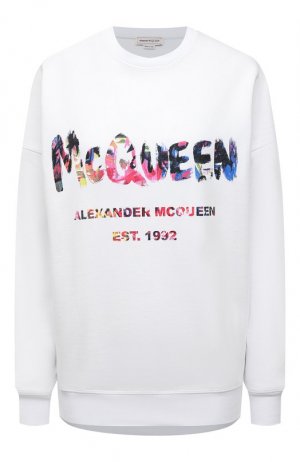 Хлопковый свитшот Alexander McQueen. Цвет: белый