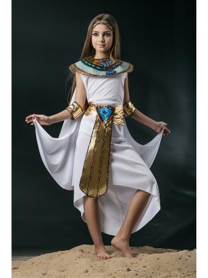 Детский карнавальный костюм египетской принцессы, богини, Клеопатры La Mascarade. Цвет: белый, голубой, золотистый