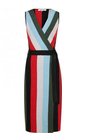 Вязаное платье-миди в полоску с запахом Diane Von Furstenberg. Цвет: разноцветный