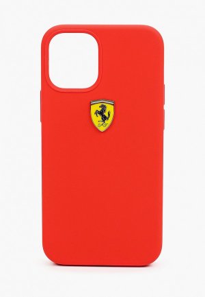 Чехол для iPhone Ferrari 12 mini (5.4), On-Track Liquid silicone with metal logo Red. Цвет: красный