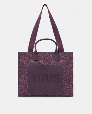 Большая сумка-шоппер бордового цвета с принтом и застежкой-молнией, бордо Tous