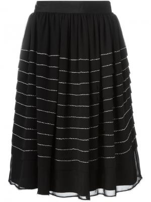 Расклешенная юбка с контрастной строчкой Jupe. Цвет: чёрный