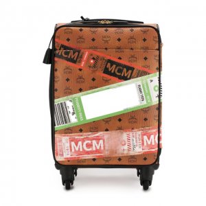Кожаный дорожный чемодан MCM. Цвет: коричневый