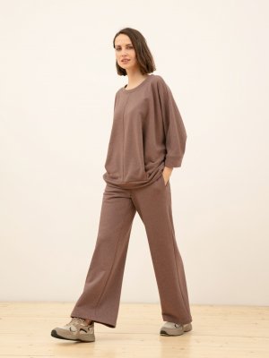 Трикотажные брюки женские Pompa. Цвет: коричневый