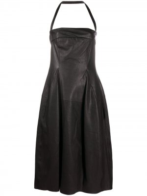 Платье миди с вырезом халтер Gentry Portofino. Цвет: черный