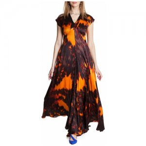 Платье из атласа шёлковое Iya Yots. Цвет: оранжевый/коричневый