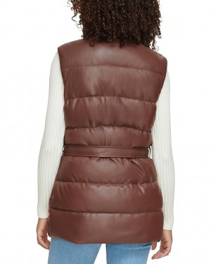 Утепленный жилет Levi's Vegan Leather Puffer Vest, цвет Chocolate Brown Levi's