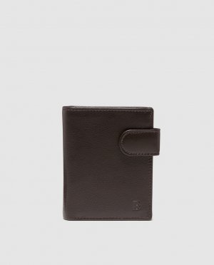 Мужской темно-коричневый кожаный вертикальный кошелек с внешним портмоне , темно коричневый Miguel Bellido