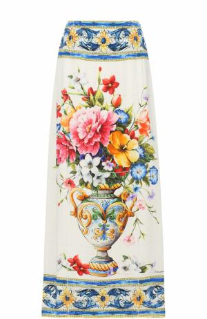 Шелковая юбка-макси с принтом Dolce & Gabbana. Цвет: разноцветный