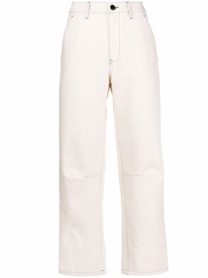 Прямые брюки с контрастной строчкой Barena. Цвет: белый
