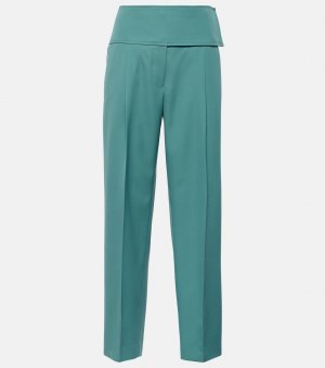 Широкие брюки со складками из шерсти , зеленый Jil Sander
