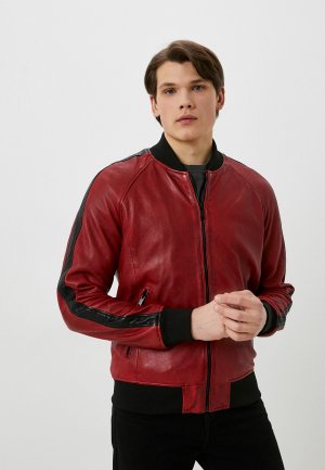 Куртка кожаная Urban Fashion for Men. Цвет: красный
