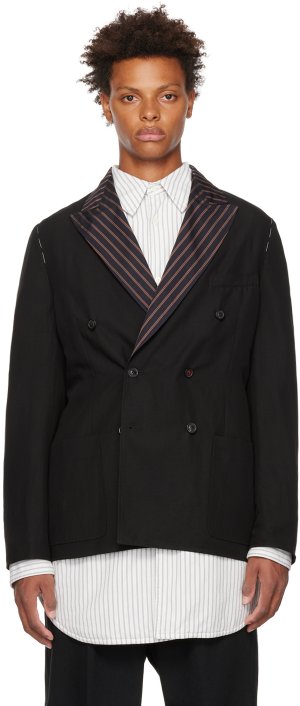 Черный двубортный пиджак Maison Margiela