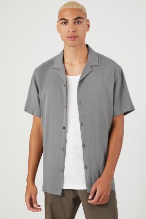 Рубашка из искусственного шелка с короткими рукавами , серый Forever 21