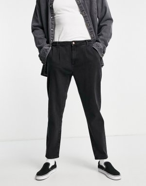 Черные выбеленные джинсы прямого кроя со складками -Черный цвет ASOS DESIGN