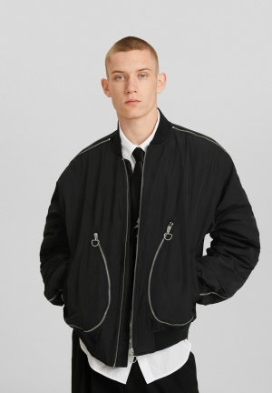 Куртка-бомбер ZIPS , цвет black Bershka