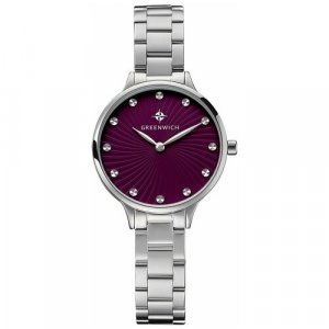 Наручные часы, фиолетовый, серебряный GREENWICH. Цвет: фиолетовый/серебристый