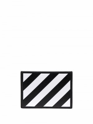 Diag striped card holder Off-White. Цвет: черный