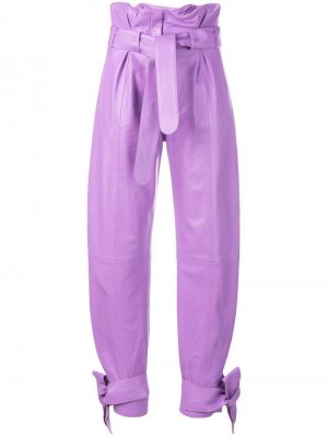 Укороченные брюки с присборенной талией Attico. Цвет: фиолетовый