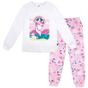 Пижама 356К-151 для девочки, цвет белый/розовый, размер 104 BOSSA NOVA. Цвет: белый/розовый
