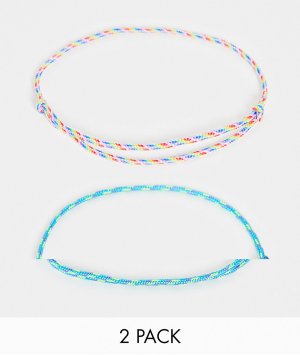 Набор тонких разноцветных плетеных браслетов-шнурков на ногу -Многоцветный ASOS DESIGN