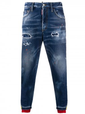 Зауженные джинсы с лампасами Dsquared2. Цвет: синий