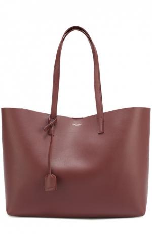 Кожаная сумка-шоппер с косметичкой Saint Laurent. Цвет: бордовый