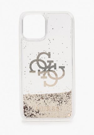 Чехол для iPhone Guess 12/12 Pro (6.1), Liquid Glitter 4G Big logo Gold. Цвет: золотой