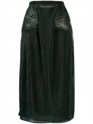 Плиссированная юбка миди с эффектом металлик Marco De Vincenzo. Цвет: синий
