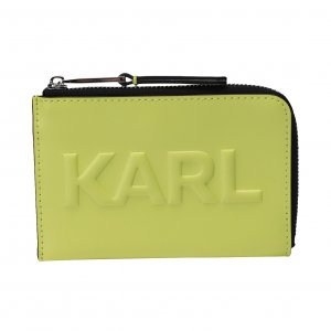 Картхолдер K/karl Seven Emboss Zip, кислотно-зеленый Karl Lagerfeld